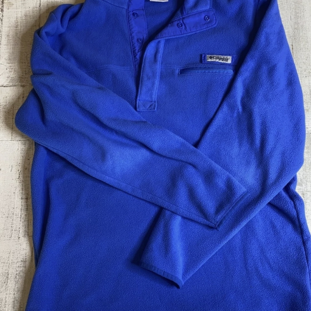 COLUMBIA PFG Blue Medium Harborside Snap Fleece Pu